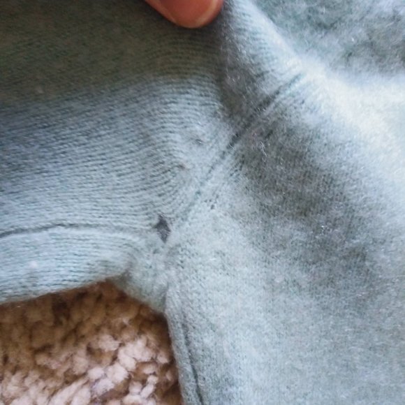 Valerie Stevens 100% 2-Ply Cashmere Turtleneck Dusty Turquoise Size L - Picture 2 of 6